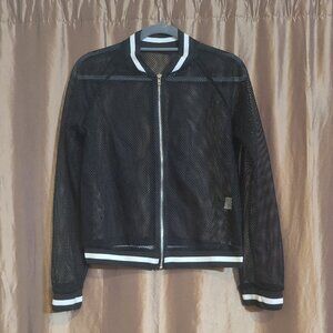 Revolution Womens Mesh Zip Up Baseball Style See Through Jersey Jacket NWOT Size